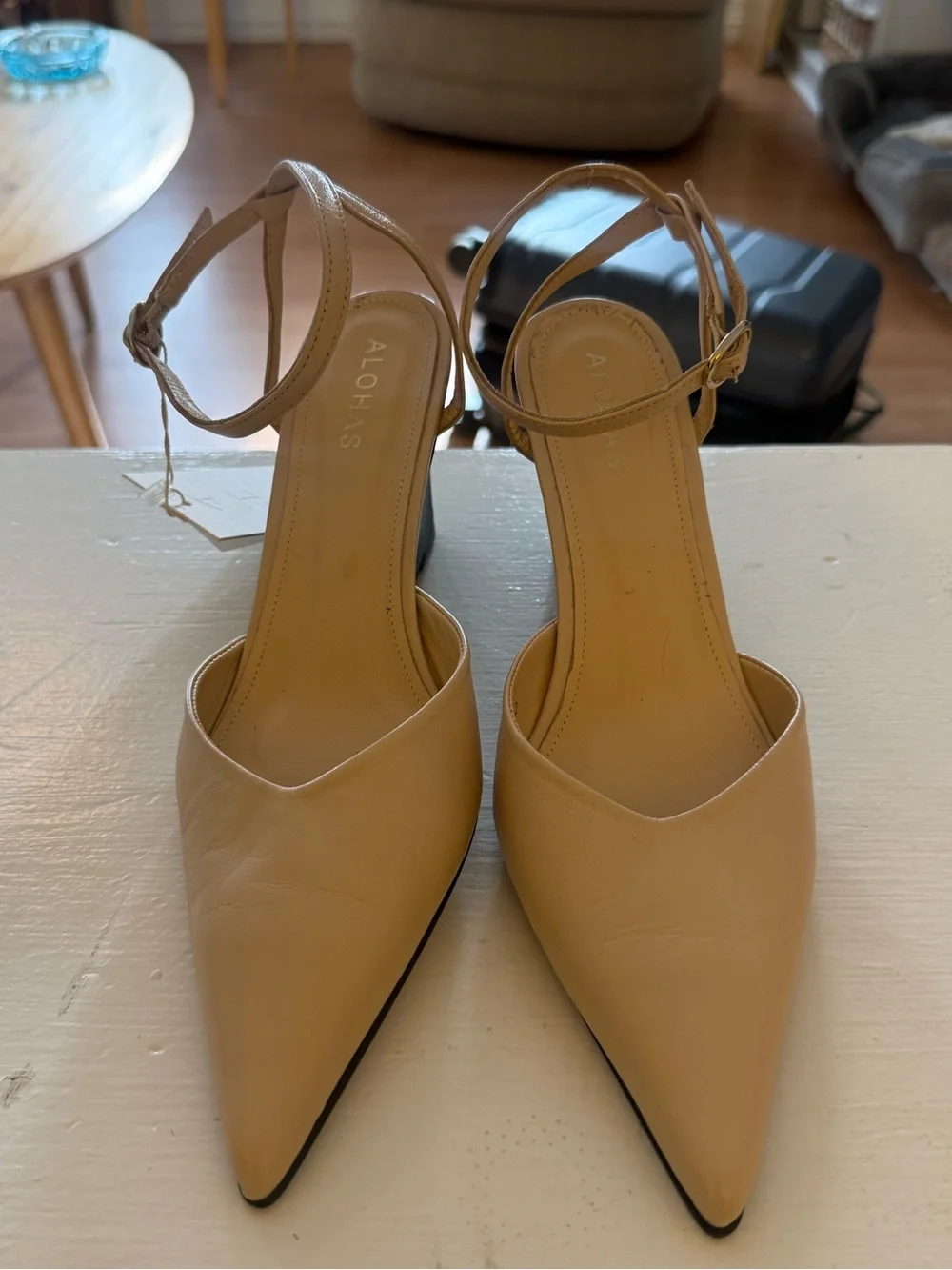 Women’s ALOHAS Polly Leather Wedge Pumps with Ankle Straps NWT
